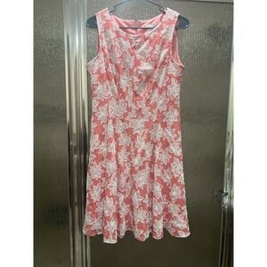 Studio One New York Floral Coral & White Sleevekess Dress Size 12 ‎ Women